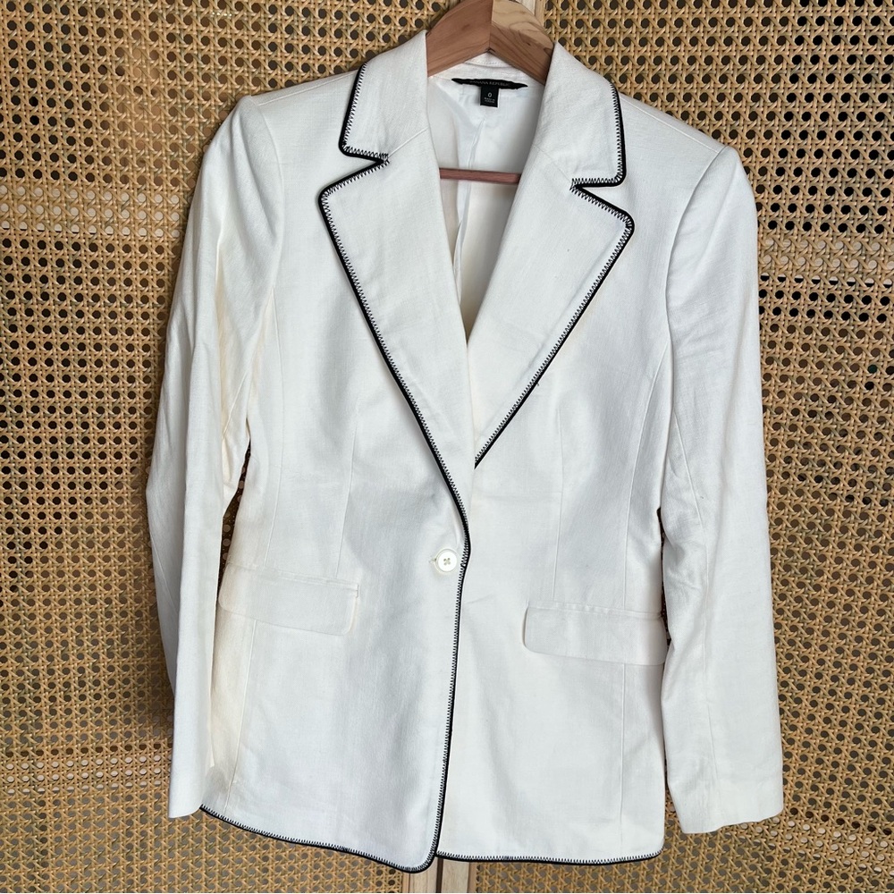 Banana Republic White Blazer with Black Trim Sz 0